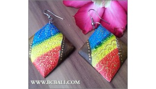 Earring Wooden Painted Handmade